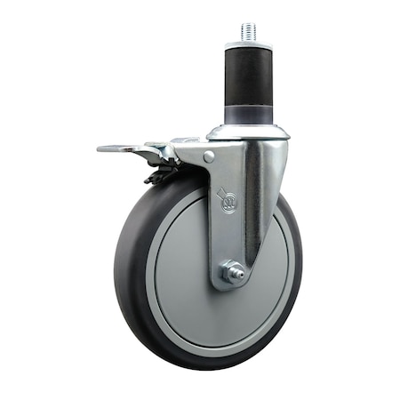 Service Caster 6'' Thermoplastic Rubber Swivel 1-5/8'' Expanding Stem Caster Total Lock Brake SCC-EXTTL20S614-TPRB-158